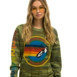 Aviator Nation Camo Sweatshirt with Multicolor Logo